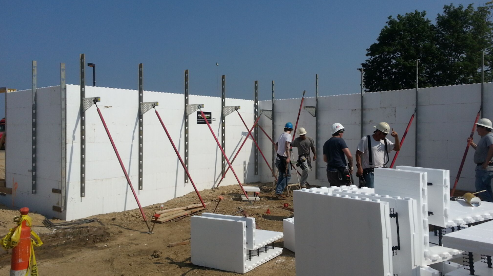 Fox Blocks ICF walls under construction for a new commercial or data center facility.