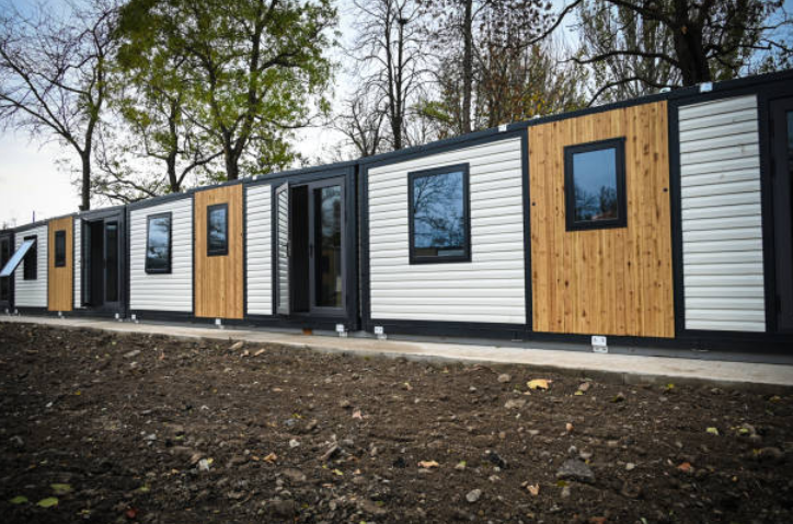Modular housing units installed on site for efficient housing construction.