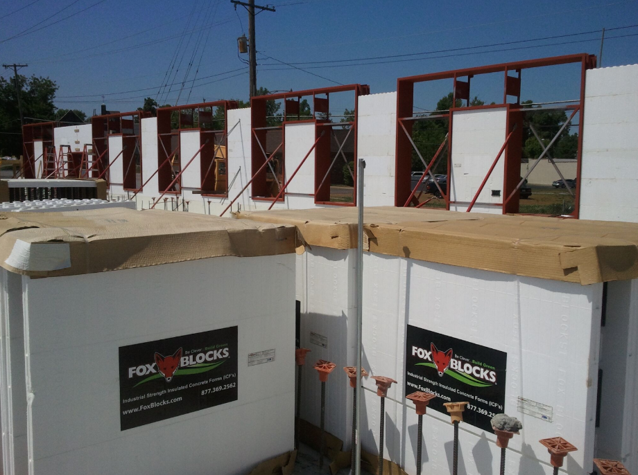 Fox Blocks insulated concrete forms on an ICF jobsite.