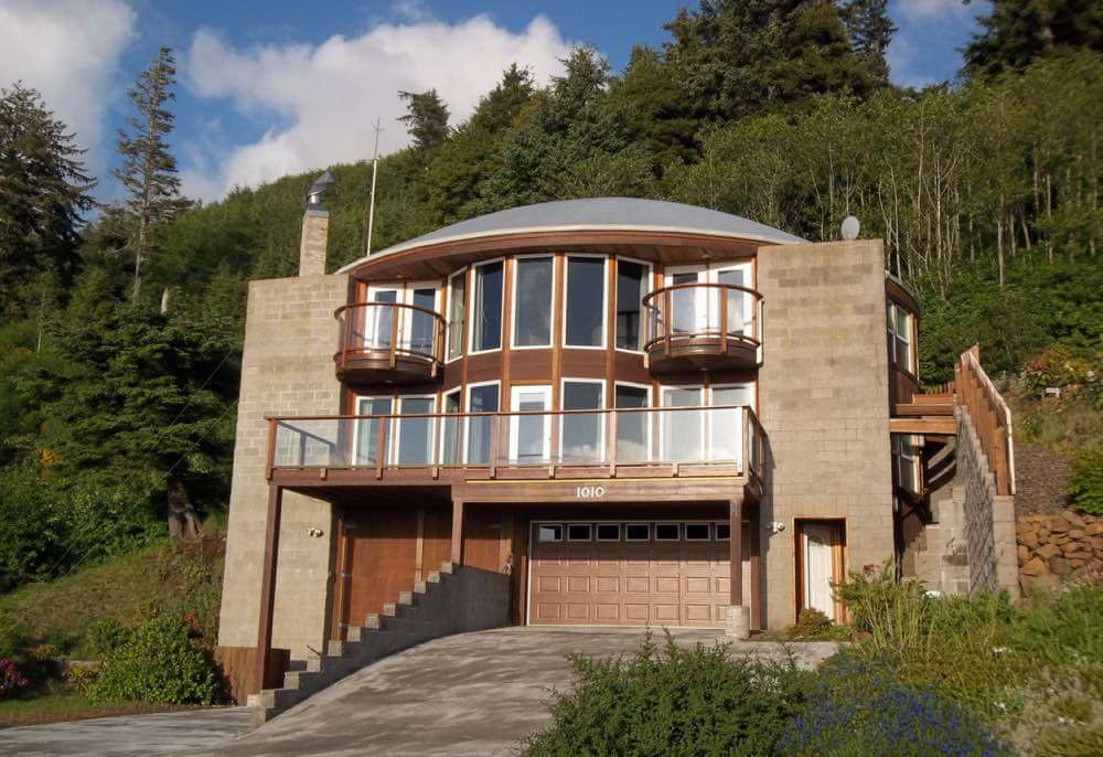 Image of a home with unique architecture and 3 story ICF construction.